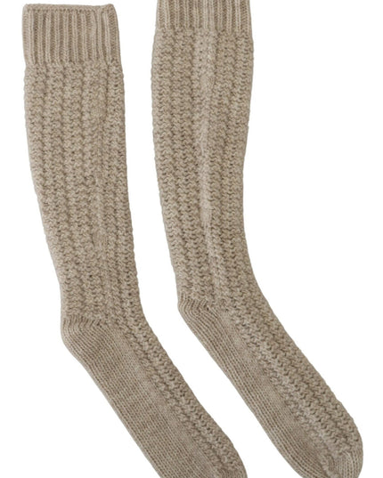Dolce & Gabbana Beige Wool Knit Calf Long Women Socks