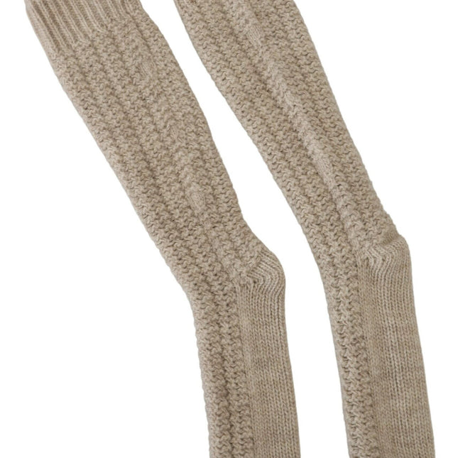 Dolce & Gabbana Beige Wool Knit Calf Long Women Socks