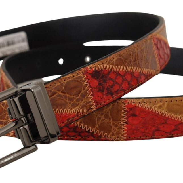 Dolce & Gabbana Multicolor Exotic Vintage Chrome Buckle Belt