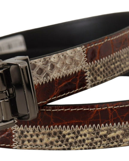 Dolce & Gabbana Multicolor Exotic Leather Patchwork Metal Belt
