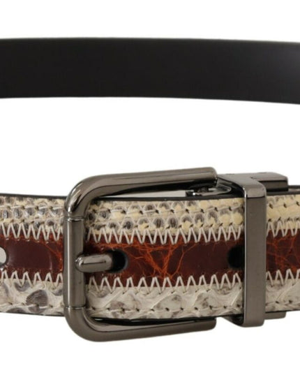 Dolce & Gabbana Multicolor Exotic Leather Patchwork Metal Belt