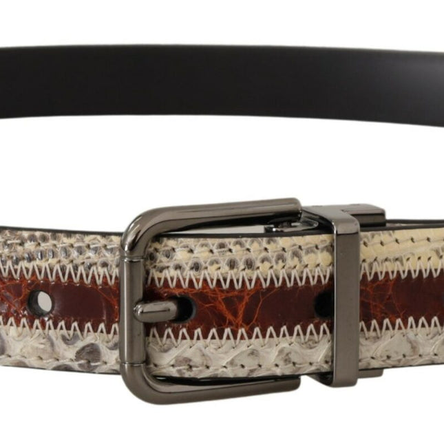 Dolce & Gabbana Multicolor Exotic Leather Patchwork Metal Belt