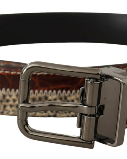 Dolce & Gabbana Multicolor Exotic Leather Patchwork Metal Belt