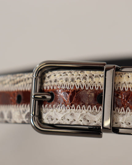 Dolce & Gabbana Multicolor Exotic Leather Patchwork Metal Belt