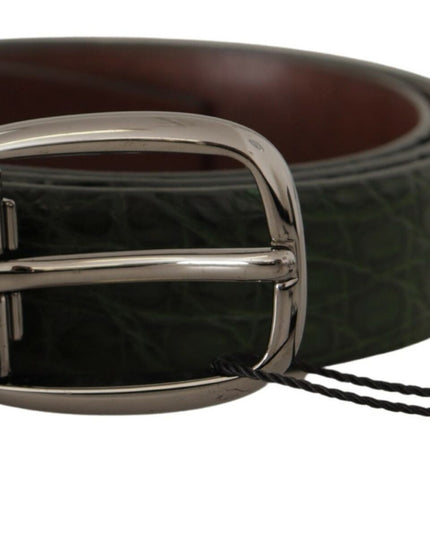 Dolce & Gabbana Green Exotic Leather Silver Buckle Belt
