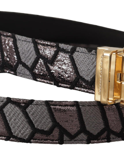 Dolce & Gabbana Multicolor Patchwork Leather Gold Jaquard Belt