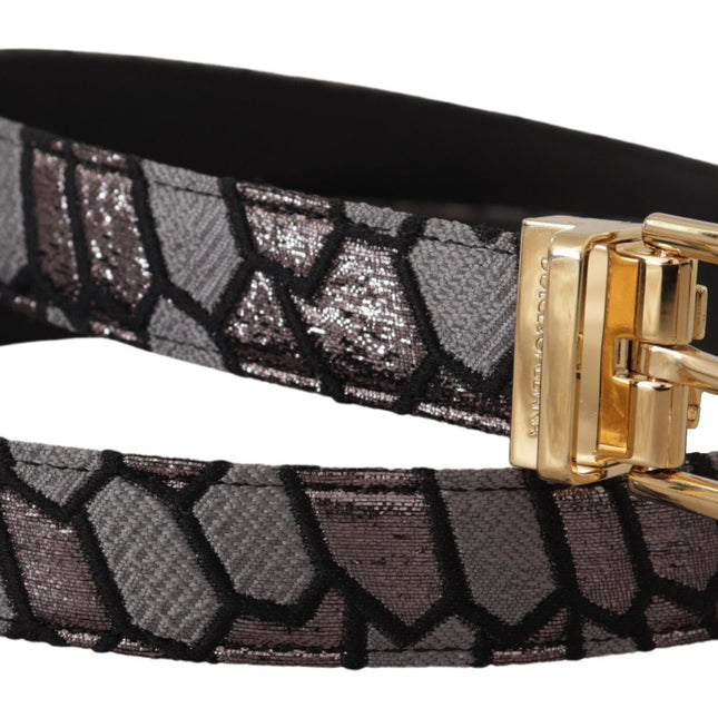 Dolce & Gabbana Multicolor Patchwork Leather Gold Jaquard Belt