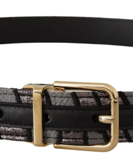 Dolce & Gabbana Multicolor Patchwork Leather Gold Jaquard Belt