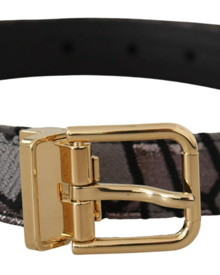 Dolce & Gabbana Multicolor Patchwork Leather Gold Jaquard Belt