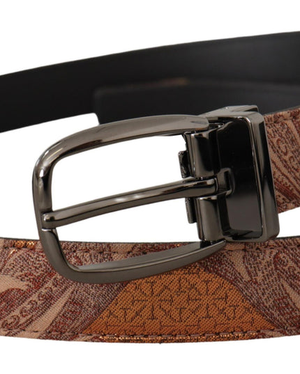 Dolce & Gabbana Multicolor Embossed Leather Black Metal Buckle Belt