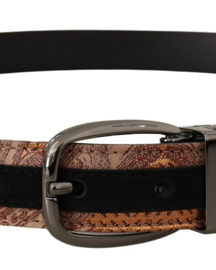 Dolce & Gabbana Multicolor Embossed Leather Black Metal Buckle Belt