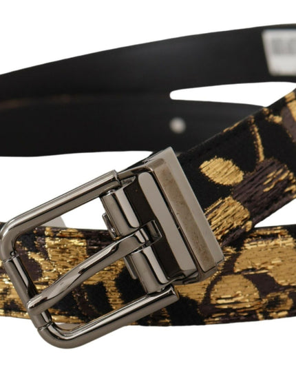 Dolce & Gabbana Multicolor Jacquard Leather Logo Metal Buckle Belt