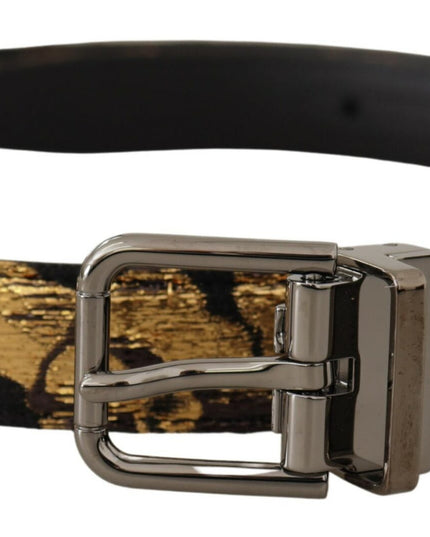 Dolce & Gabbana Multicolor Jacquard Leather Logo Metal Buckle Belt
