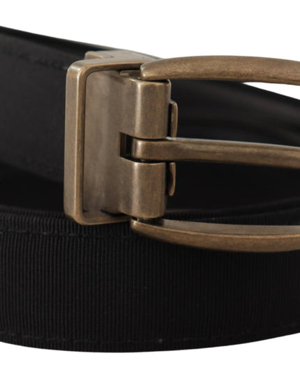 Dolce & Gabbana Black Grosgrain Leather Bronze Metal Belt
