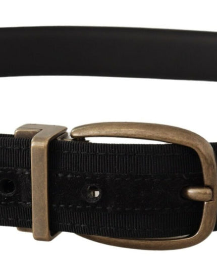 Dolce & Gabbana Black Grosgrain Leather Bronze Metal Belt