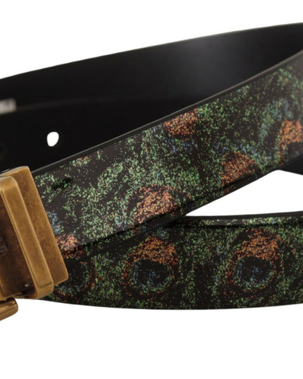 Dolce & Gabbana Multicolor Leather Vernice Pavone Bronze Metal Belt