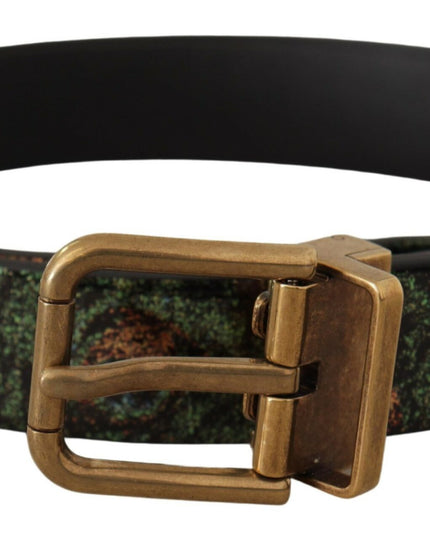 Dolce & Gabbana Multicolor Leather Vernice Pavone Bronze Metal Belt