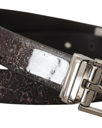 Dolce & Gabbana Black Goccia Glitter Patent Leather Buckle Vernice Belt