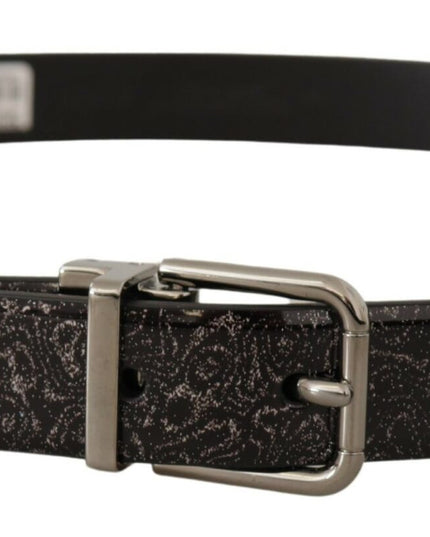 Dolce & Gabbana Black Goccia Glitter Patent Leather Buckle Vernice Belt