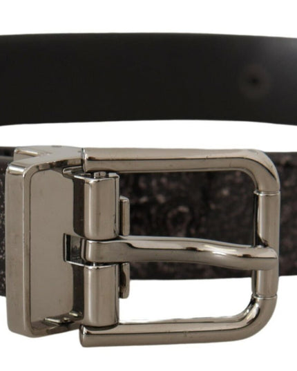 Dolce & Gabbana Black Goccia Glitter Patent Leather Buckle Vernice Belt