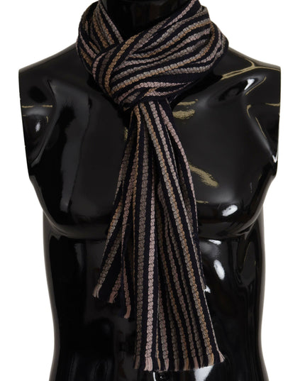 Missoni Multicolor Stripes Wool Knit Fringe Shawl Scarf