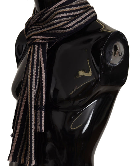 Missoni Multicolor Stripes Wool Knit Fringe Shawl Scarf