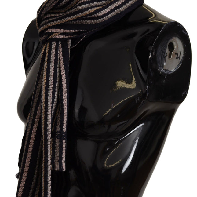 Missoni Multicolor Stripes Wool Knit Fringe Shawl Scarf