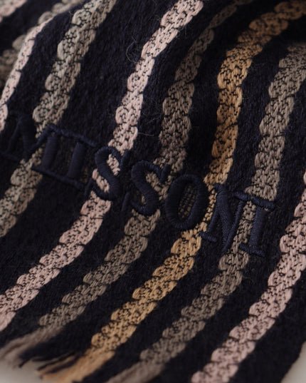 Missoni Multicolor Stripes Wool Knit Fringe Shawl Scarf