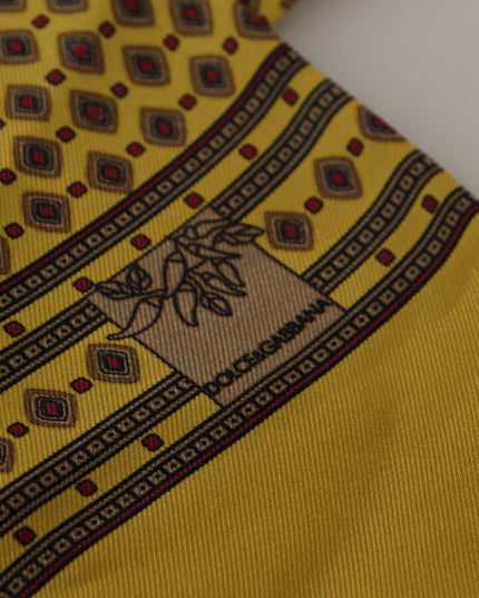 Dolce & Gabbana Yellow Patterned Silk Neck Wrap Fringe Scarf