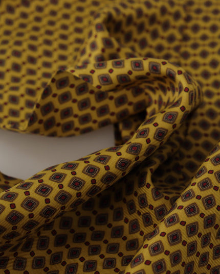 Dolce & Gabbana Yellow Patterned Silk Neck Wrap Fringe Scarf