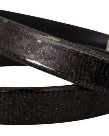 Dolce & Gabbana Black Leather Vernice Metal Buckle Belt