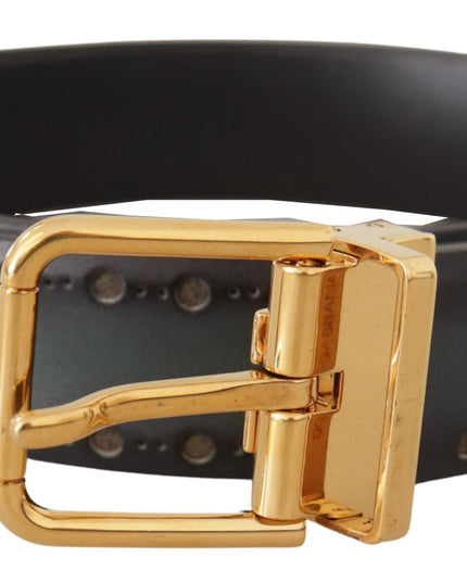 Dolce & Gabbana Green Perforated Leather Brass Metal Belt