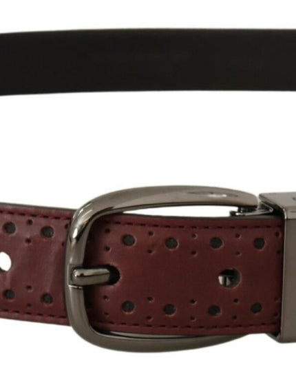 Dolce & Gabbana Brown Perforated Leather Metal Buckle Belt