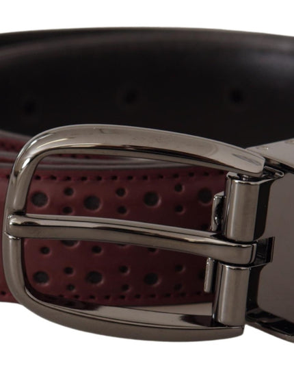 Dolce & Gabbana Brown Perforated Leather Metal Buckle Belt