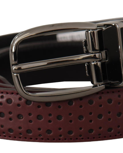 Dolce & Gabbana Brown Perforated Leather Metal Buckle Belt