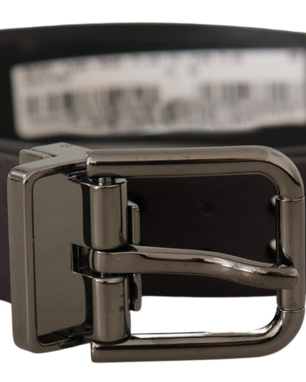 Dolce & Gabbana Burgundy Leather Perforated Metal Buckle Belt