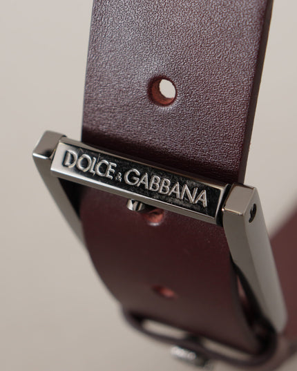 Dolce & Gabbana Brown Leather Silver Metal Crown Buckle Belt