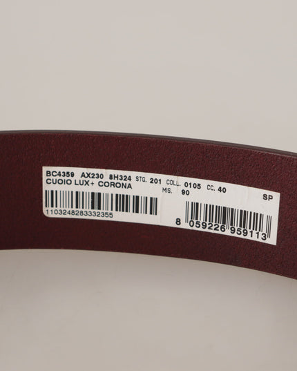 Dolce & Gabbana Brown Leather Silver Metal Crown Buckle Belt