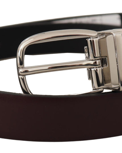 Dolce & Gabbana Solid Brown Leather Silver Metal Belt