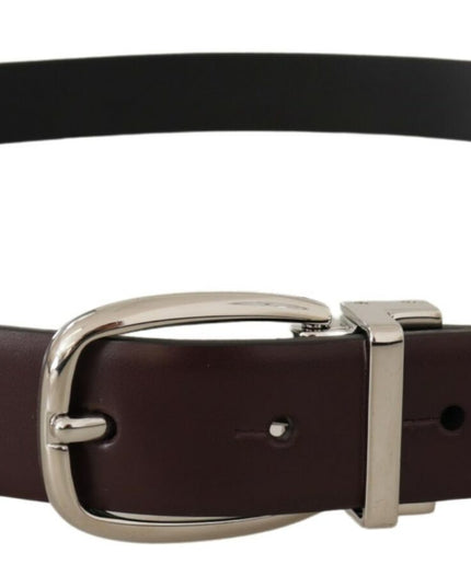 Dolce & Gabbana Solid Brown Leather Silver Metal Belt