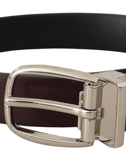 Dolce & Gabbana Solid Brown Leather Silver Metal Belt