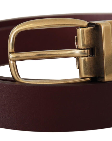 Dolce & Gabbana Brown Leather Classic Gold Metal Buckle Belt