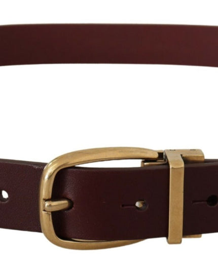 Dolce & Gabbana Brown Leather Classic Gold Metal Buckle Belt