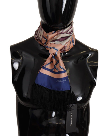 Dolce & Gabbana Multicolor Patterned Seashell DG Logo Shawl Fringe Scarf