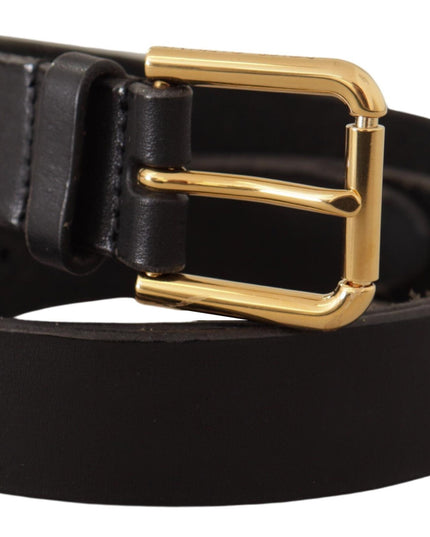 Dolce & Gabbana Brown Classic Leather Gold Metal Buckle Belt