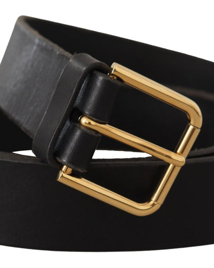 Dolce & Gabbana Brown Gold Metal Logo Buckle Calf Leather Belt