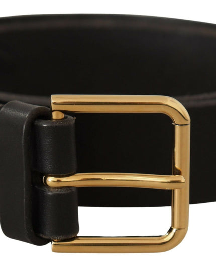Dolce & Gabbana Brown Gold Metal Logo Buckle Calf Leather Belt