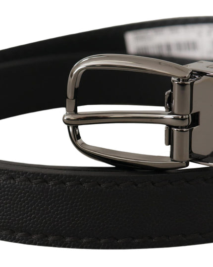 Dolce & Gabbana Black Leather Metal Logo Buckle Belt