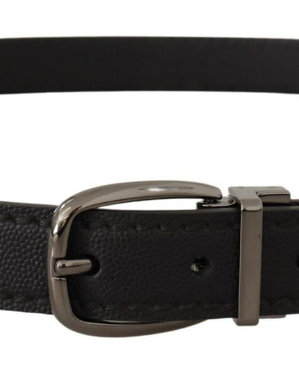 Dolce & Gabbana Black Leather Metal Logo Buckle Belt