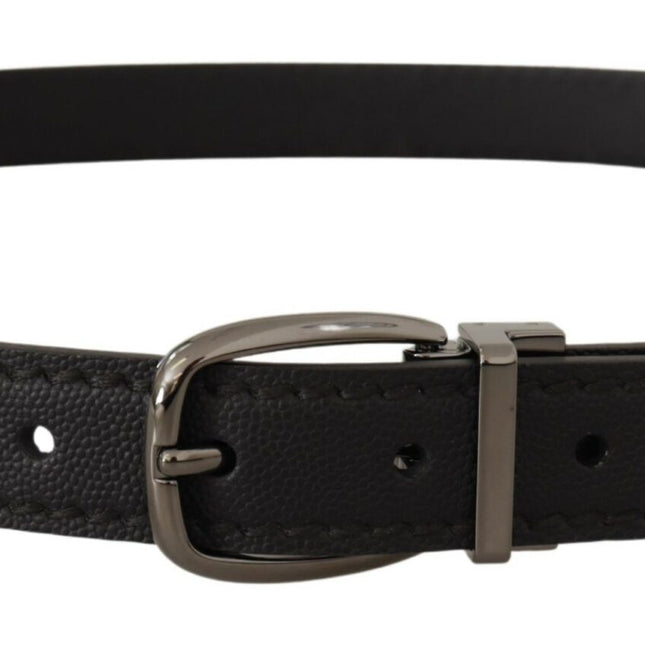 Dolce & Gabbana Black Leather Metal Logo Buckle Belt